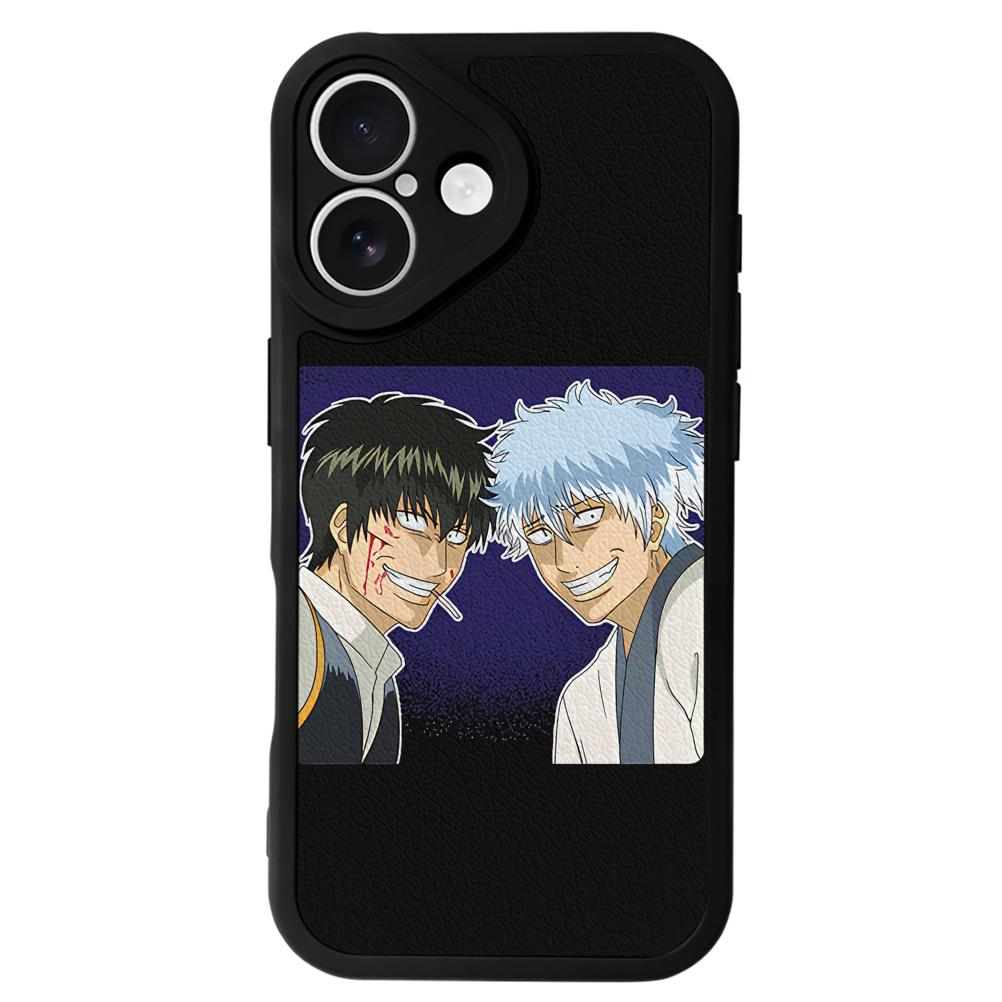 （画像用） ぎんたま 坂田銀時（さかたぎんとき） 神楽 志村新八（しむら しんぱち） GINTAMA Sakata Gintoki Kagura Shimura Shinpachi 【iPhone 16シリーズ対応】シリコンスマホケース（レザー調） 材質：シリコン